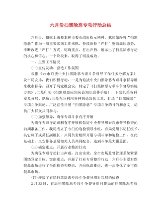 六月份扫黑除恶专项行动总结 