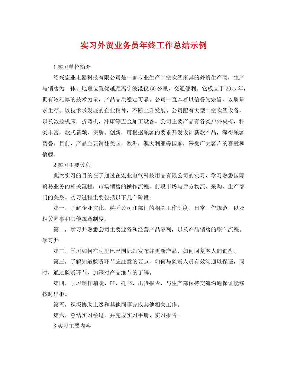 实习外贸业务员年终工作总结示例 _第1页