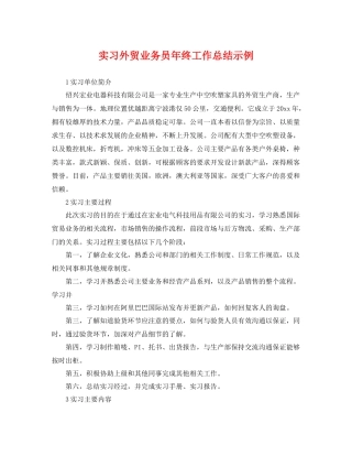实习外贸业务员年终工作总结示例 