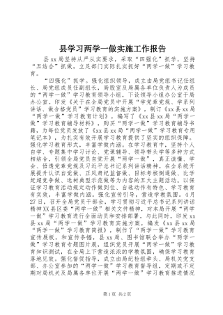 县学习两学一做实施工作报告