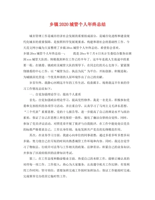 乡镇2020城管个人年终总结 