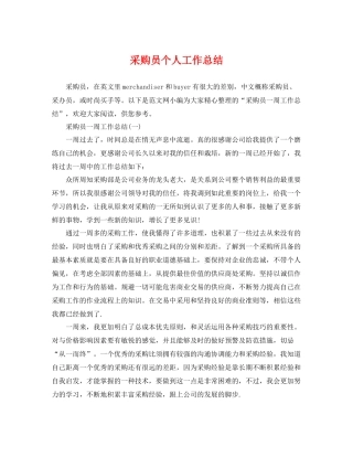 采购员个人工作总结 