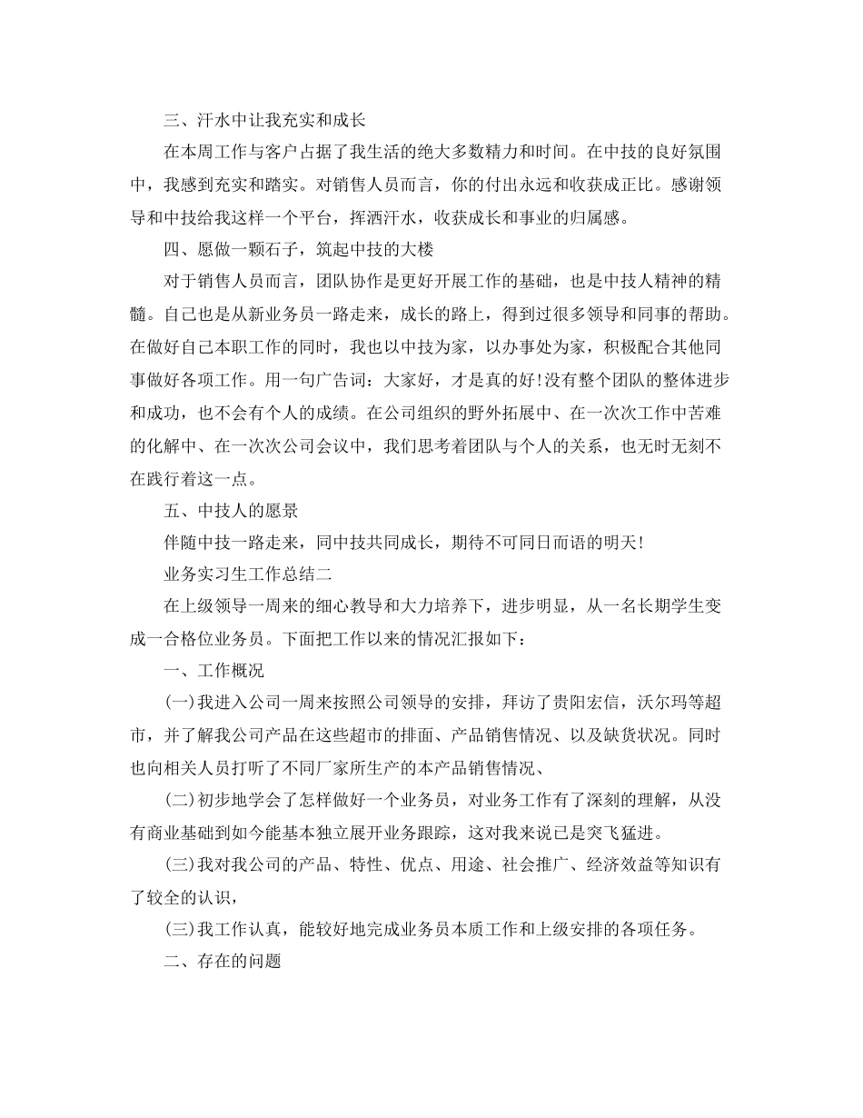 业务实习生工作总结 _第2页