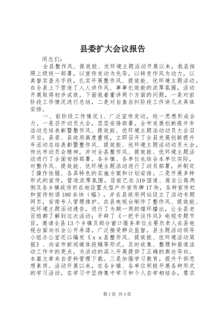 县委扩大会议报告