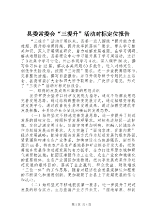 县委常委会“三提升”活动对标定位报告