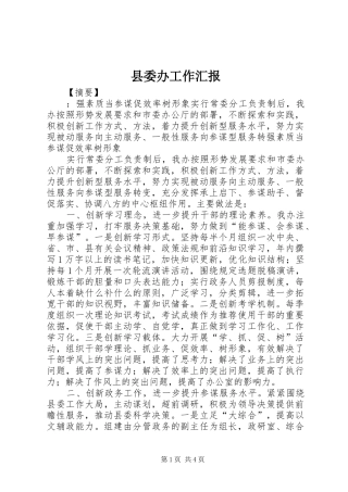 县委办工作汇报
