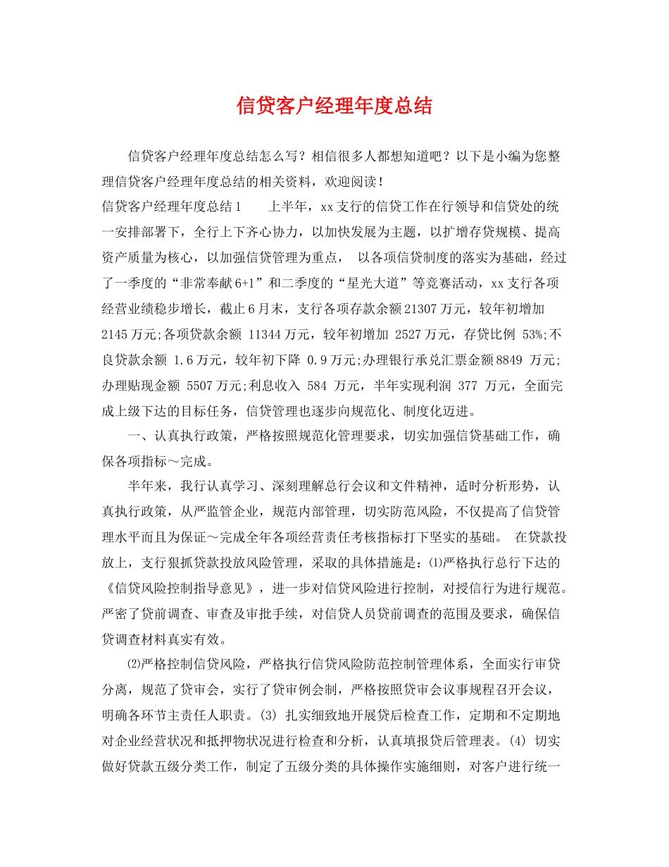 信贷客户经理年度总结 _第1页