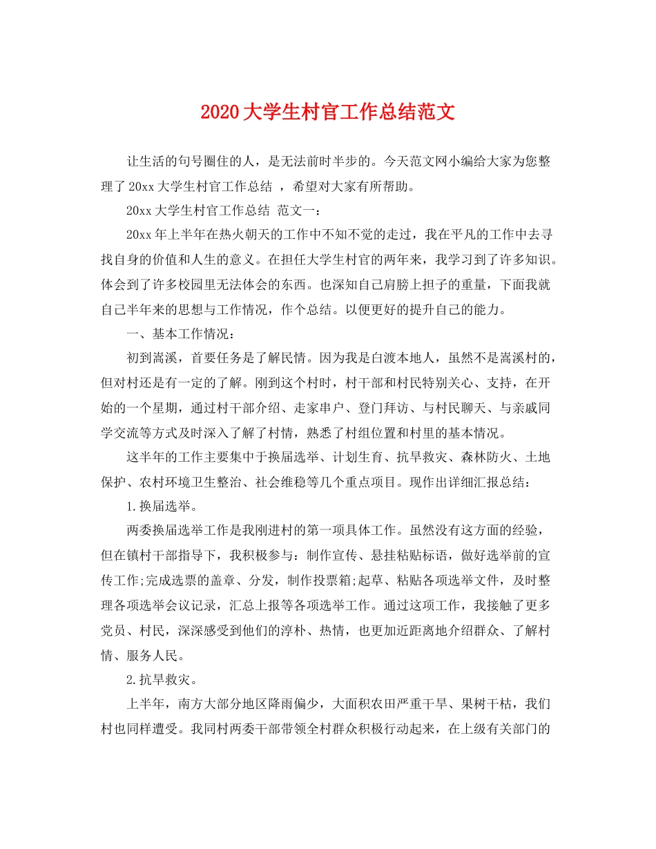 大学生村官工作总结范文 _第1页