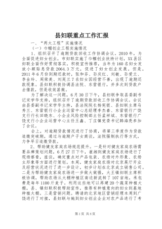 县妇联重点工作汇报