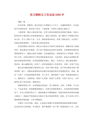 实习期转正工作总结2000字 