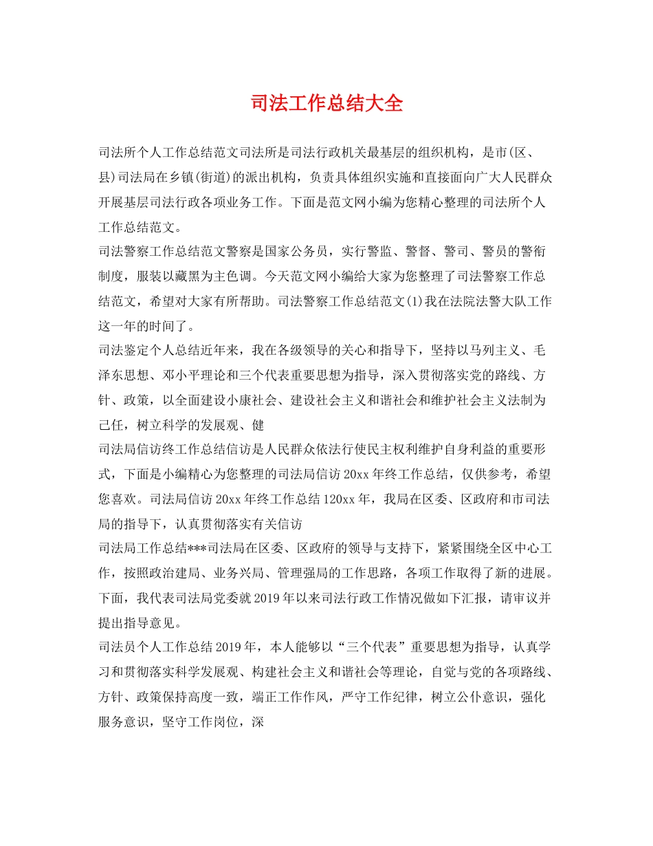 司法工作总结大全 _第1页