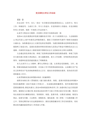 党支部民主评议工作总结 