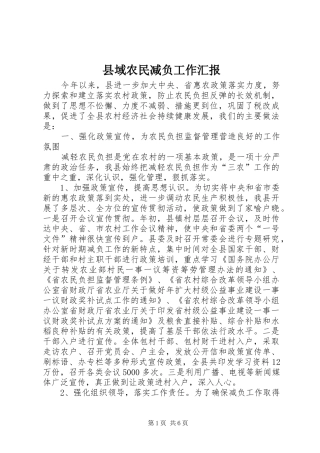 县域农民减负工作汇报