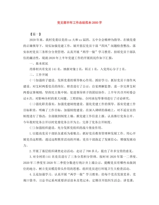 党支部半年工作总结范本2000字 