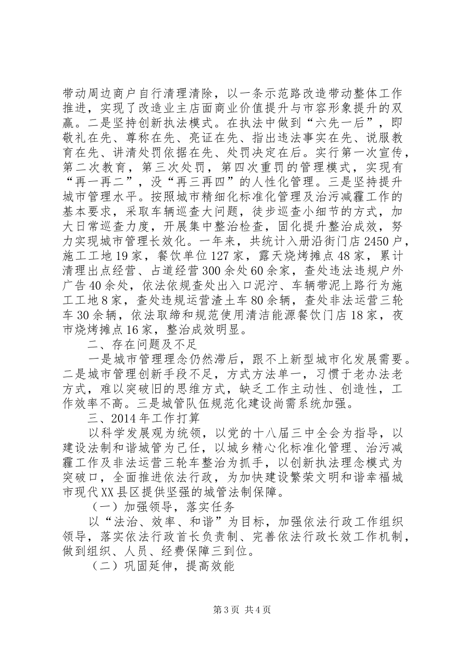 县城管执法局依法行政工作报告_第3页
