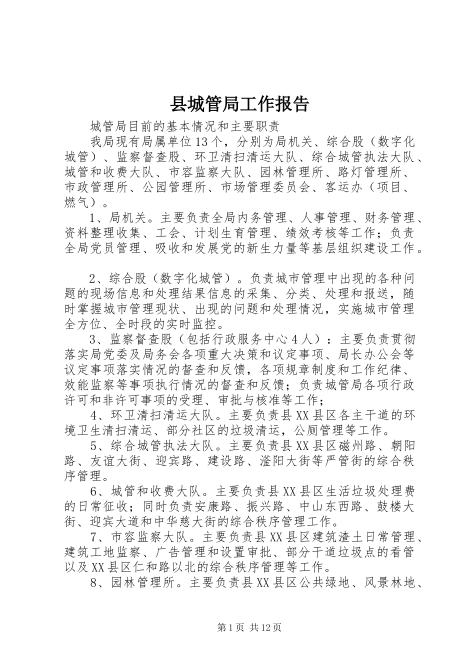 县城管局工作报告_第1页