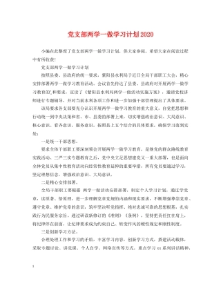党支部两学一做学习计划2020 