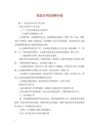 党总支书记任职计划2 