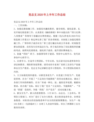 党总支2020年上半年工作总结 