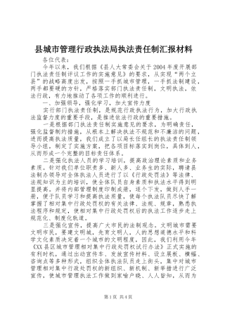 县城市管理行政执法局执法责任制汇报材料
