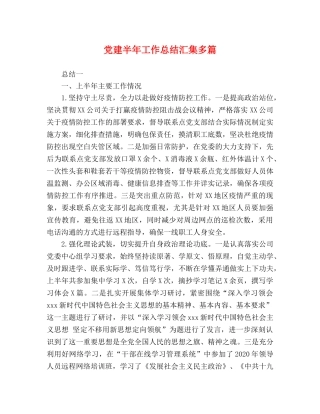 党建半年工作总结汇集多篇 