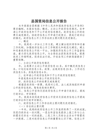 县国资局信息公开报告