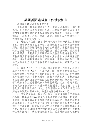 县团委团建试点工作情况汇报