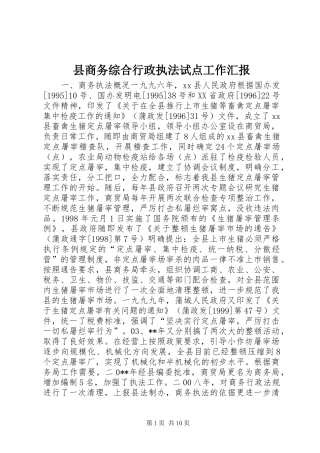 县商务综合行政执法试点工作汇报