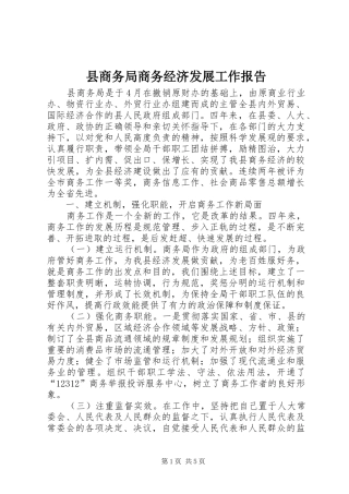 县商务局商务经济发展工作报告