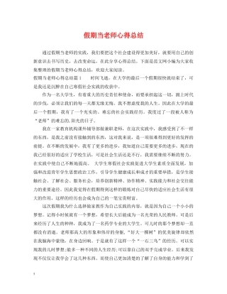 假期当老师心得总结 