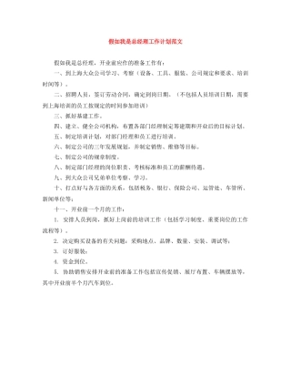 假如我是总经理工作计划范文 