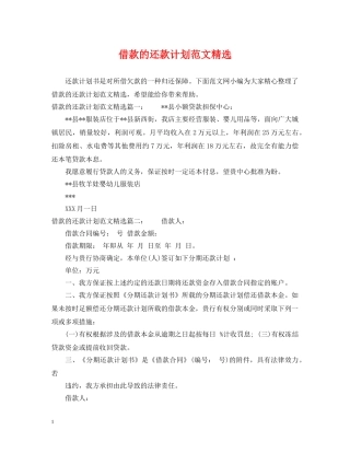 借款的还款计划范文精选 