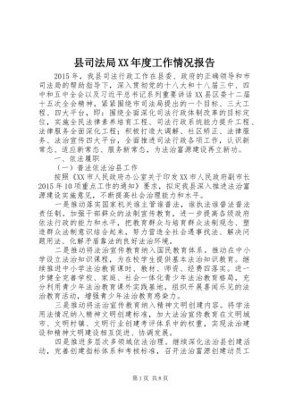 县司法局XX年度工作情况报告