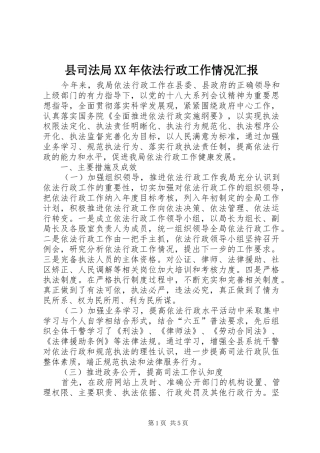 县司法局XX年依法行政工作情况汇报