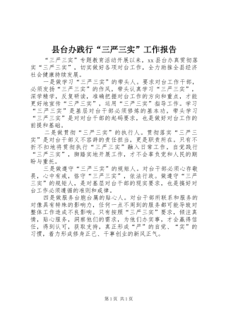 县台办践行“三严三实”工作报告