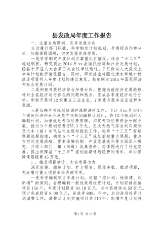 县发改局年度工作报告