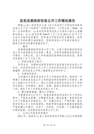 县发改委政府信息公开工作情况报告