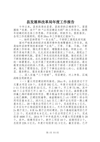 县发展和改革局年度工作报告