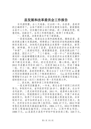 县发展和改革委员会工作报告