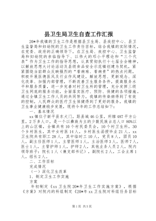 县卫生局卫生自查工作汇报