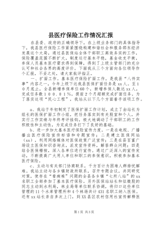 县医疗保险工作情况汇报