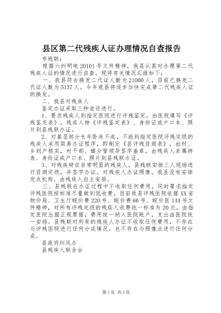 县区第二代残疾人证办理情况自查报告