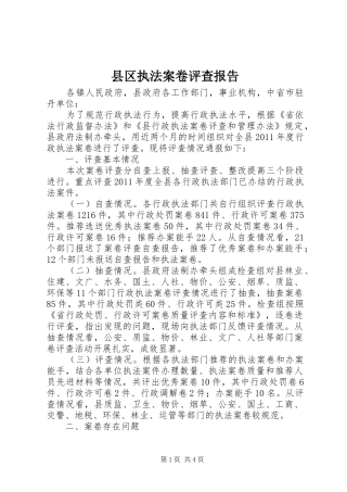 县区执法案卷评查报告