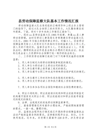 县劳动保障监察大队基本工作情况汇报