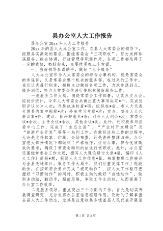 县办公室人大工作报告