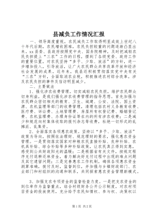 县减负工作情况汇报