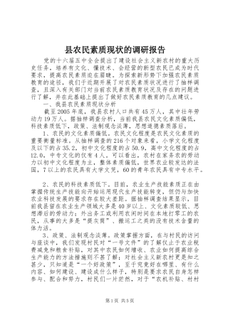县农民素质现状的调研报告