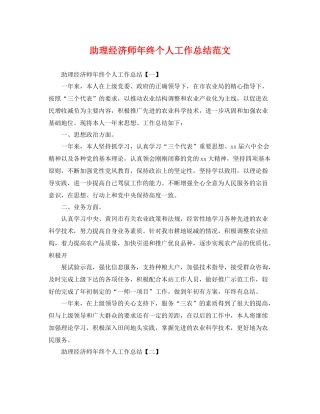 助理经济师年终个人工作总结范文 