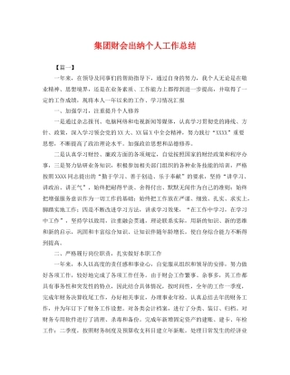 集团财会出纳个人工作总结 