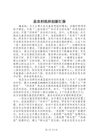 县农村组织创新汇报
